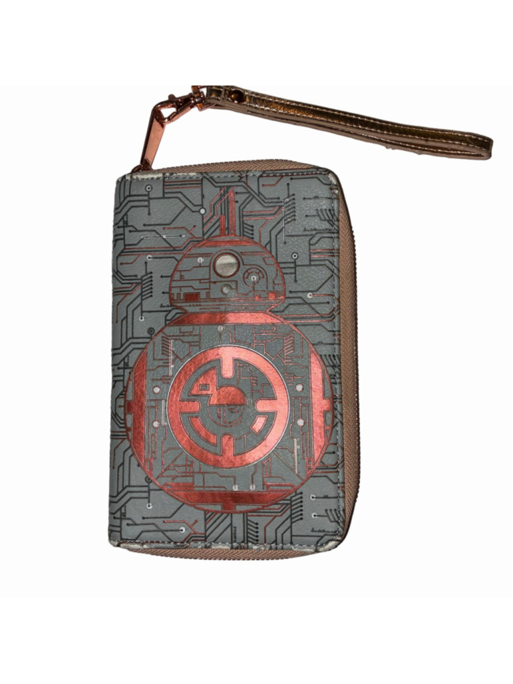 Disney Star Wars Galaxy’s Edge Droid Depot Wristlet Clutch Grey Copper